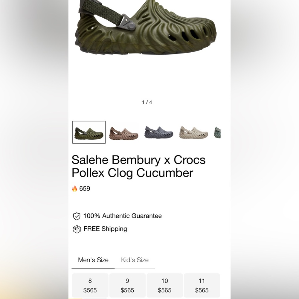 🔥 Crocs Pollex Clog by Salehe Bembury – Army Green (W9 / M7) - Picture 10 of 11